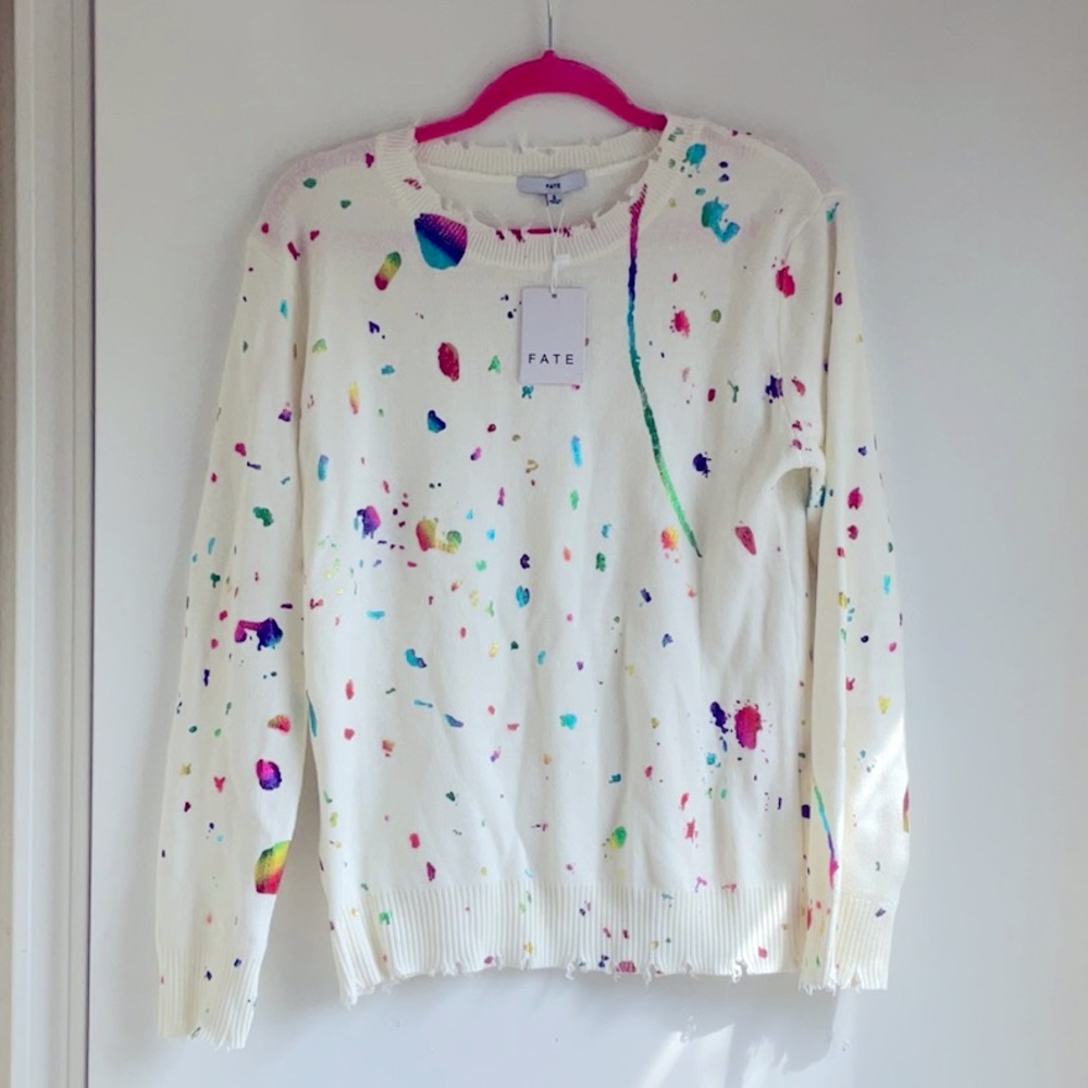FATE - Splattered Print Sweater - SIZE SMALL